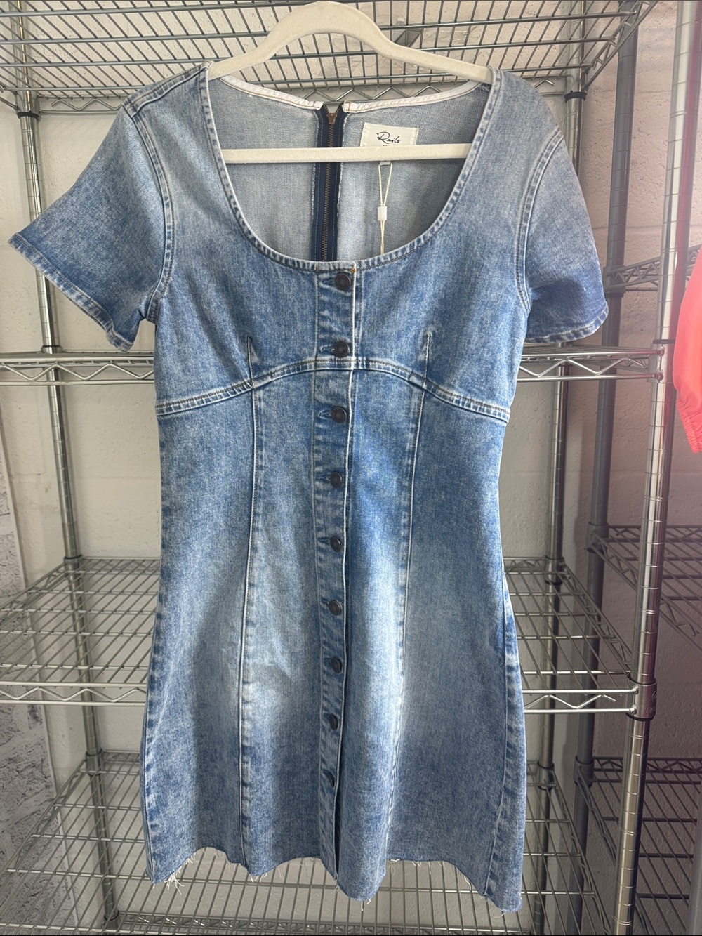 Rails Light Blue Denim Mini Dress with Front Buttons